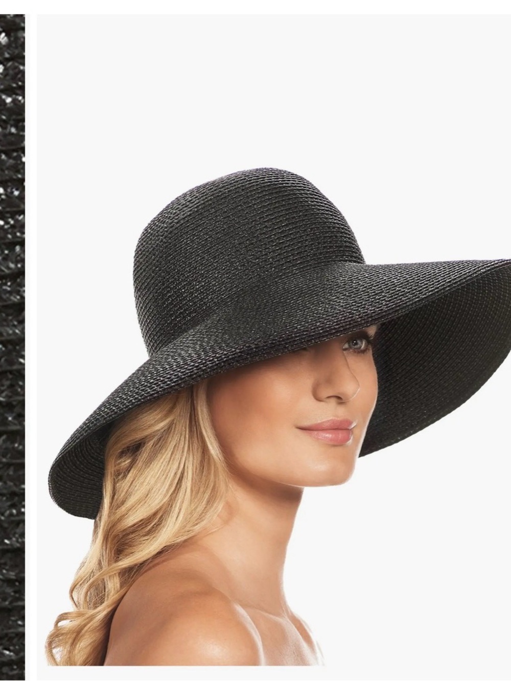 Eric Javits Hampton Squishee Straw Packable Rollable Hat UPF 50+ black